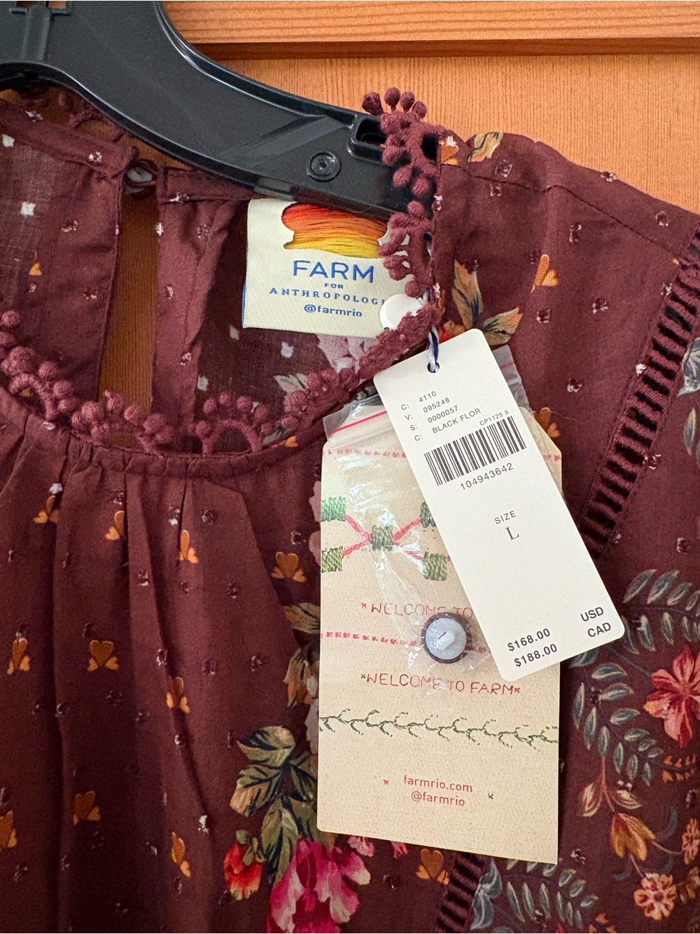 FARM Rio Brown Floral Eyelet Ruffle-Sleeve Blouse - Picture 3 of 4